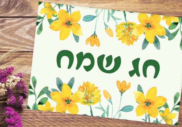 סט פלייסמנטים פי וי סי דגם פרחוני עם כיתוב חג שמח