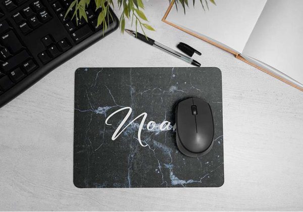 פד מלבני מעוצב לעכבר דגם MARBLE 4 עם שם